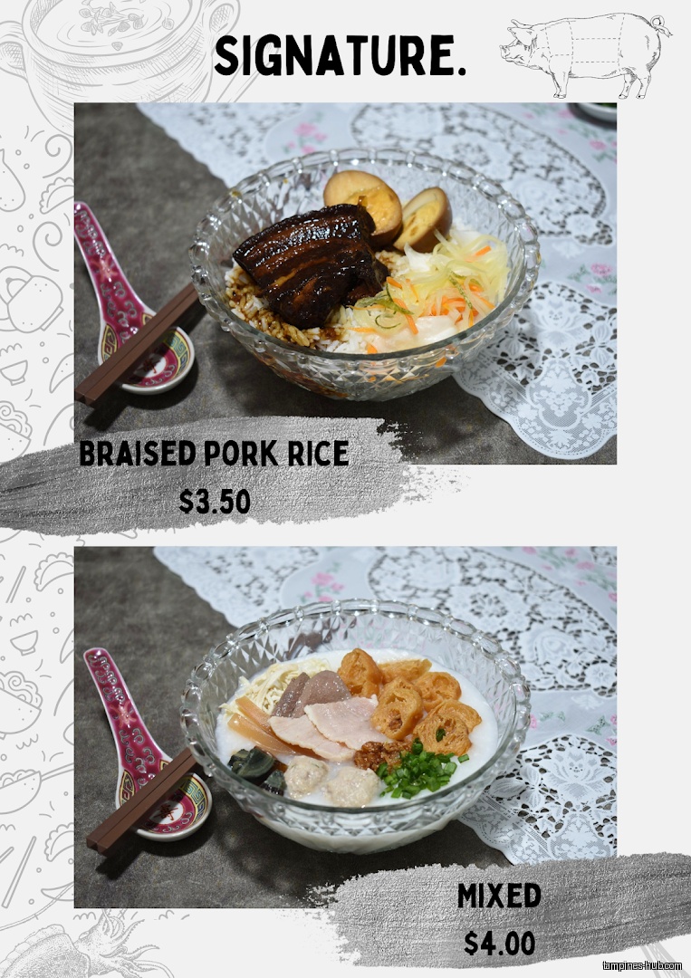 Menu page for Botak Cantonese Porridge