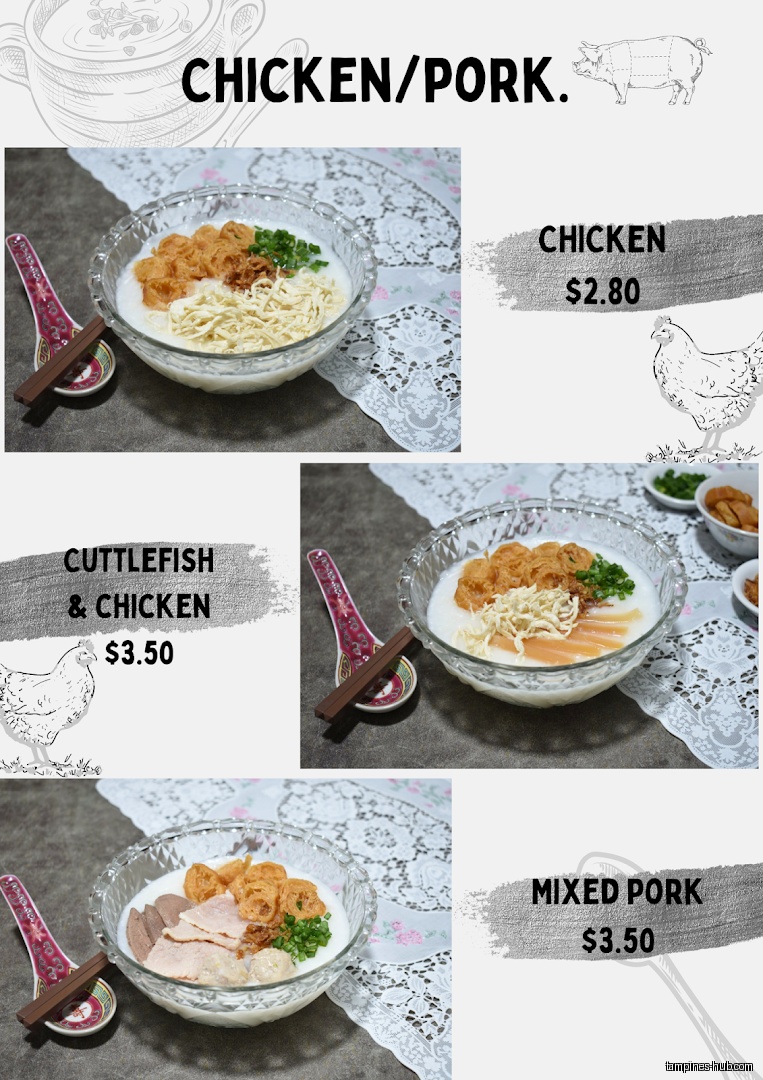 Menu page for Botak Cantonese Porridge