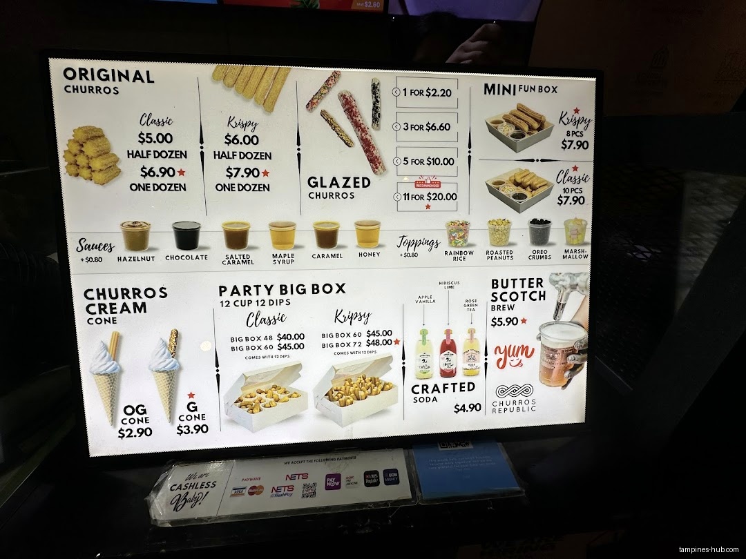 Menu page for Churros Republic