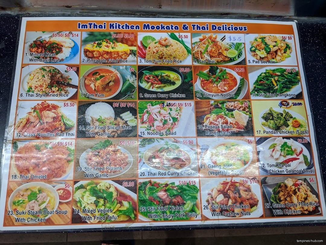 Menu page for IM THAI KITCHEN at Hawker Centre @ Our Tampines Hub