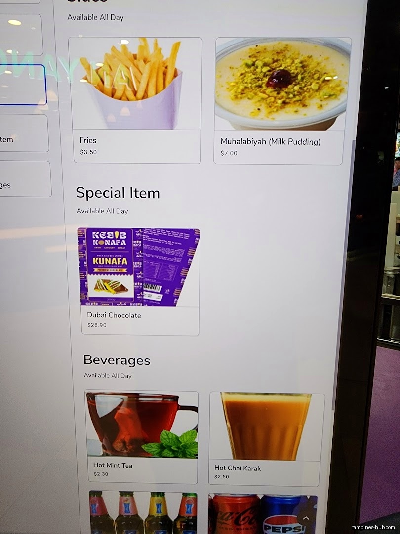 Menu page for Kebab Konafa