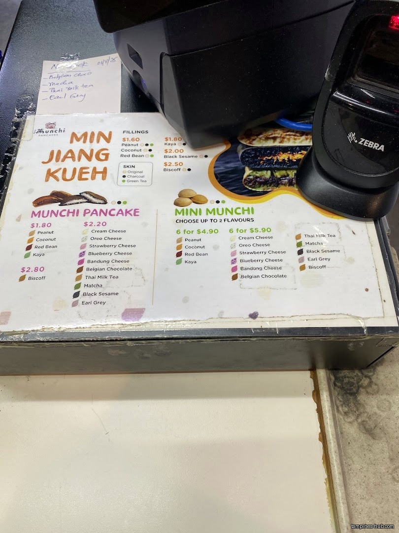 Menu page for Munchi Pancakes