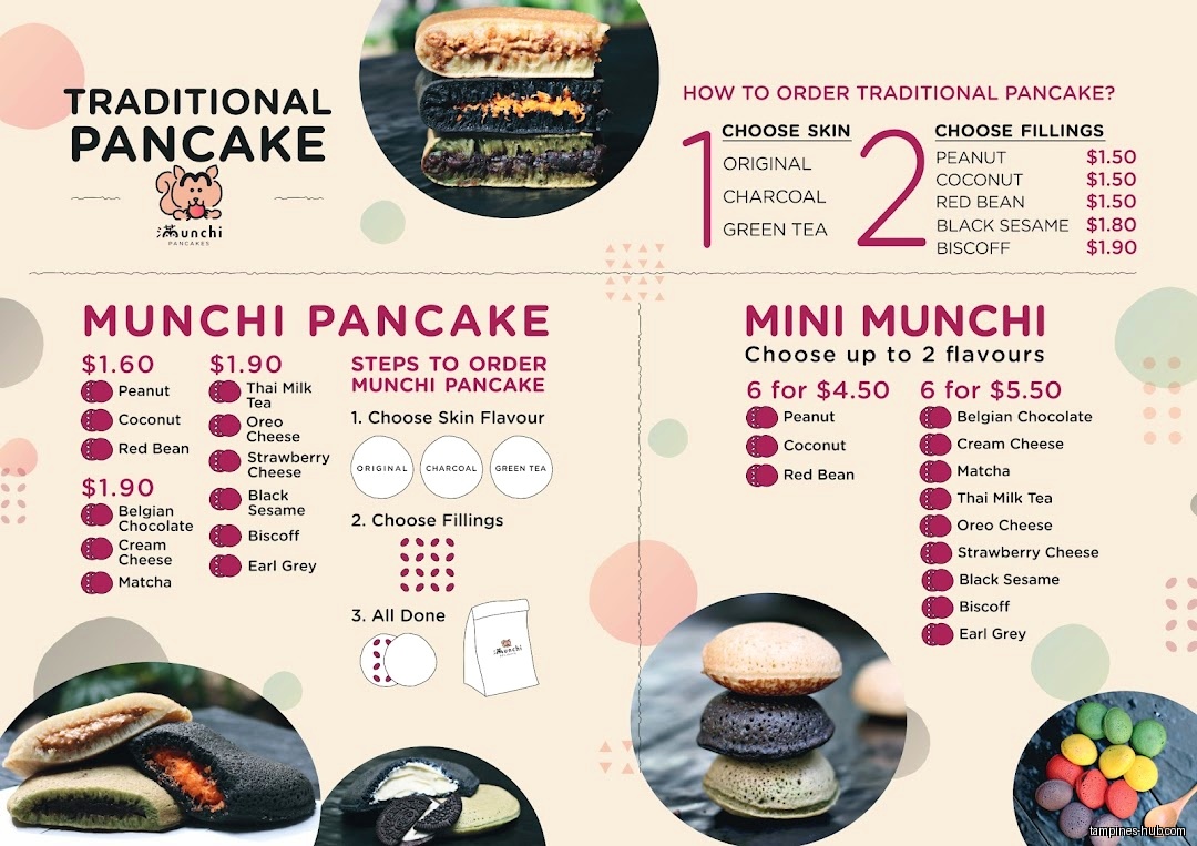 Menu page for Munchi Pancakes