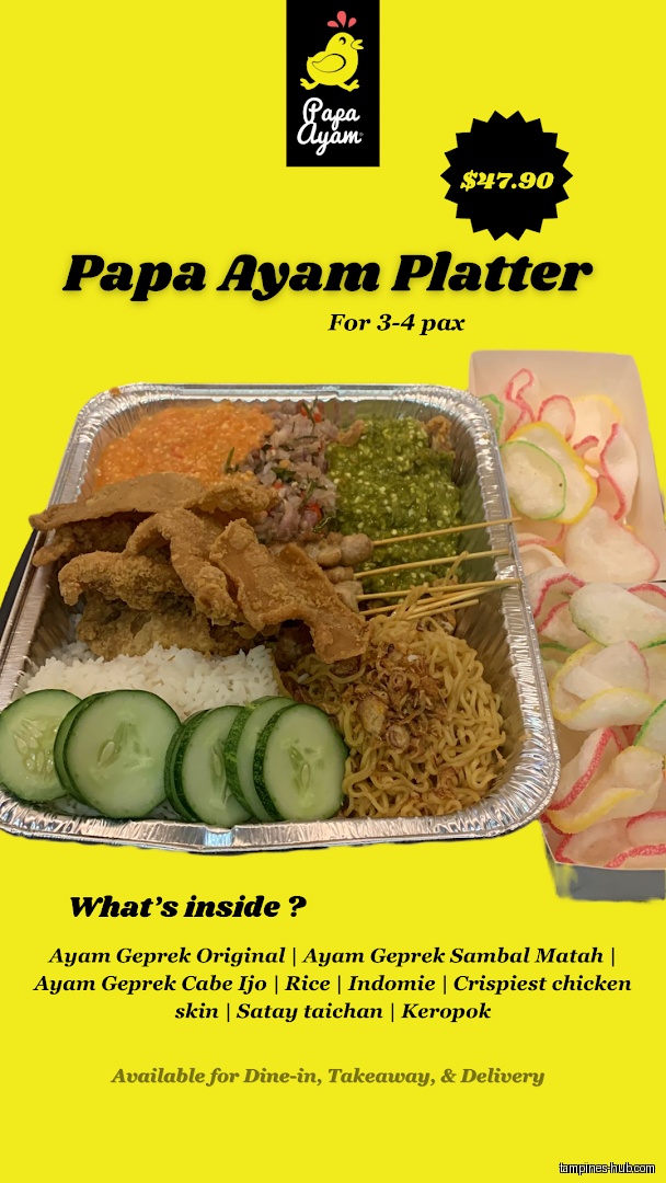 Menu page for Papa Ayam Our Tampines Hub