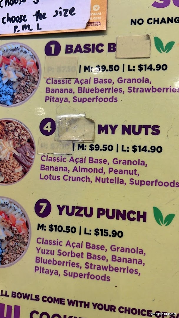 Menu page for The Summer Açaí (Tampines)
